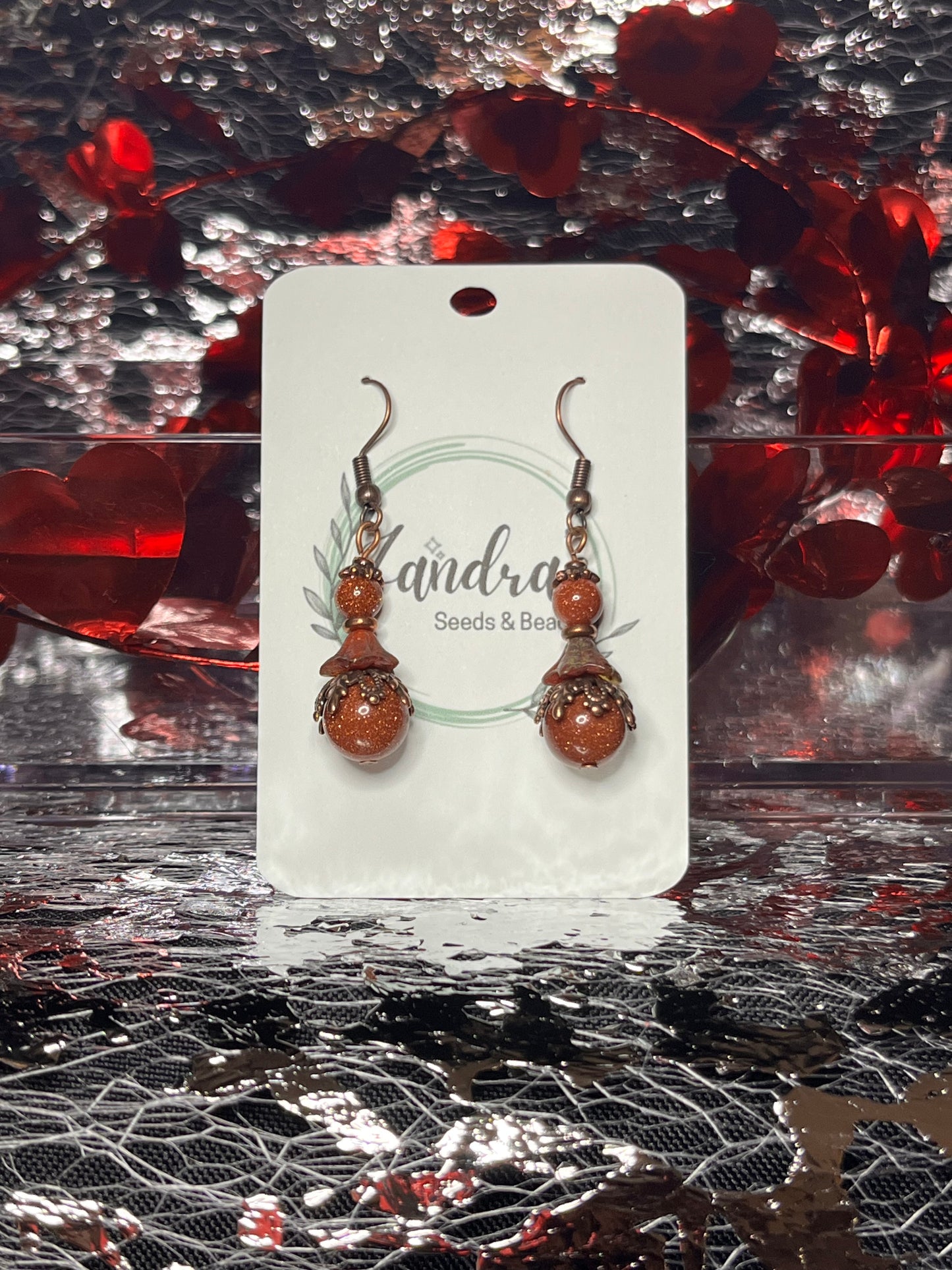 Goldstone dangle earrings