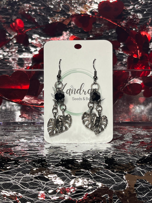 Black and silver dangle earrings