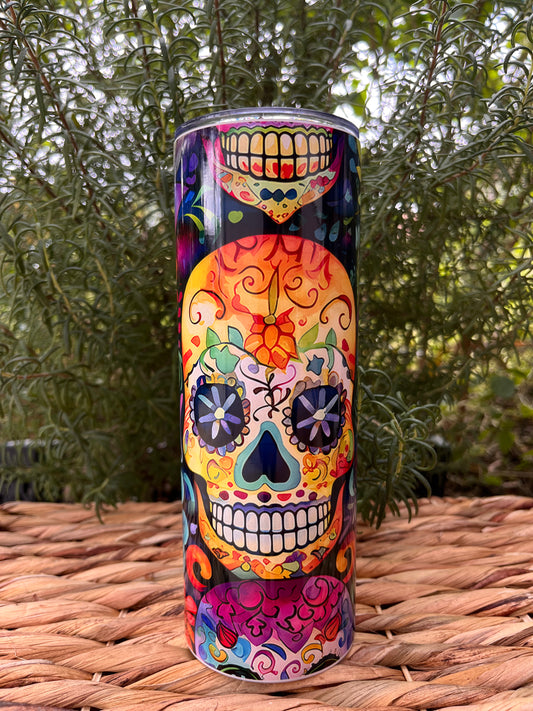 Calavera Flor De Mi Corazon Tumbler