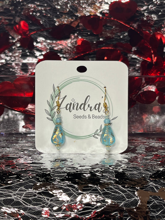 Aqua and gold earrings